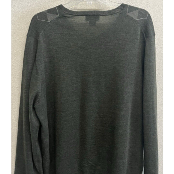Brooks Brothers Sweater Men's Size L 100% Merino Wool Olive Green Argyle V-Neck - Picture 8 of 10